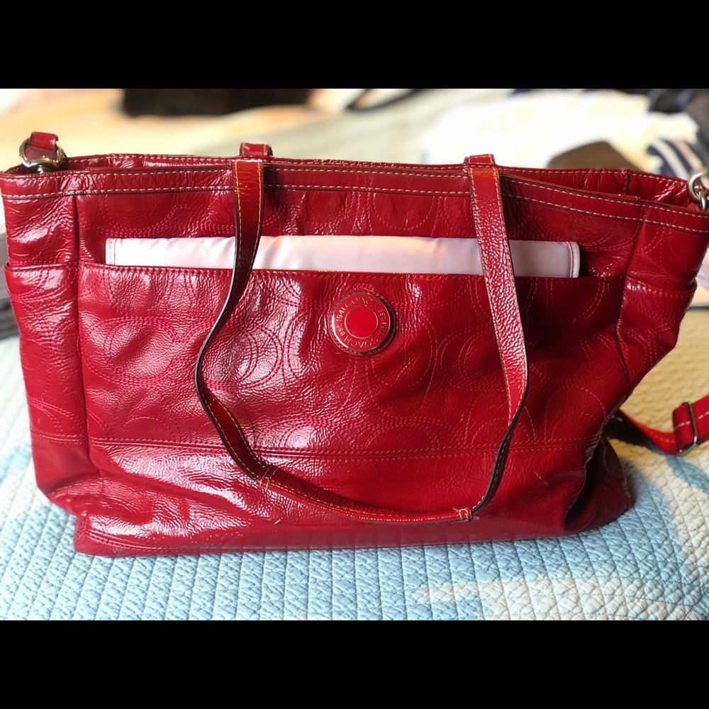 Red Coach Diaper Bag